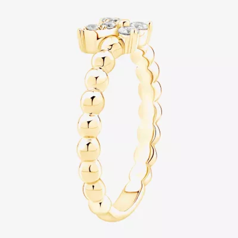 Butterfly (Vs2, F) Womens 1/6 CT. T.W. Lab Grown White Diamond 14K Gold Over Silver Cocktail Ring