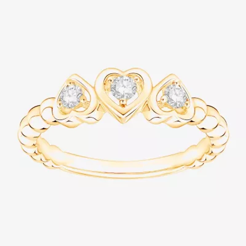 (Vs2, F) Womens 1/6 CT. T.W. Lab Grown White Diamond 14K Gold Over Silver Heart Cocktail Ring