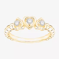 (Vs2, F) Womens 1/6 CT. T.W. Lab Grown White Diamond 14K Gold Over Silver Heart Cocktail Ring