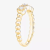 (Vs2, F) Womens 1/6 CT. T.W. Lab Grown White Diamond 14K Gold Over Silver Heart Cocktail Ring