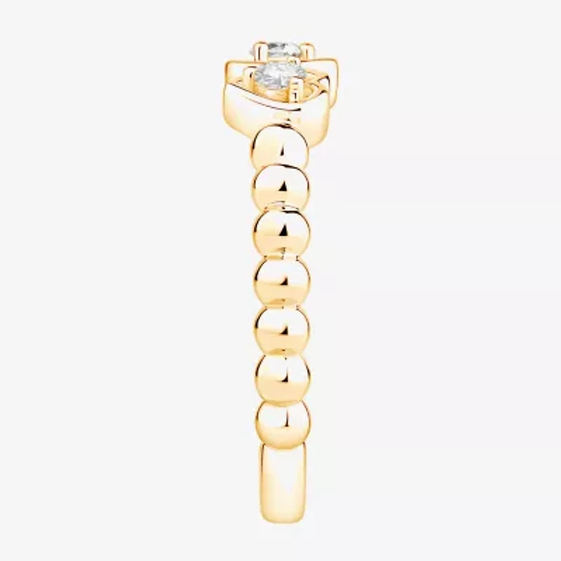 (Vs2, F) Womens 1/6 CT. T.W. Lab Grown White Diamond 14K Gold Over Silver Heart Cocktail Ring