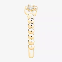 (Vs2, F) Womens 1/6 CT. T.W. Lab Grown White Diamond 14K Gold Over Silver Heart Cocktail Ring