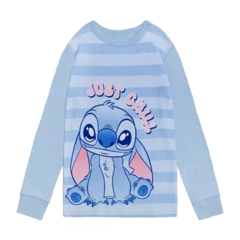 Disney Collection Toddler Girls Lilo & Stitch Crew Neck Long Sleeve 4-pc. Pajama Sets