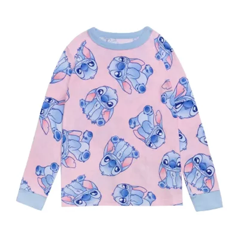 Disney Collection Toddler Girls Lilo & Stitch Crew Neck Long Sleeve 4-pc. Pajama Sets