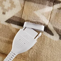 Woolrich Print Plush To Sherpa Heated Throw Automatic Shut Off