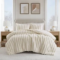 Madison Park Dahlia Faux Fur 3-pc. Midweight Comforter Set