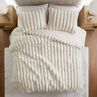 Madison Park Dahlia Faux Fur 3-pc. Midweight Comforter Set