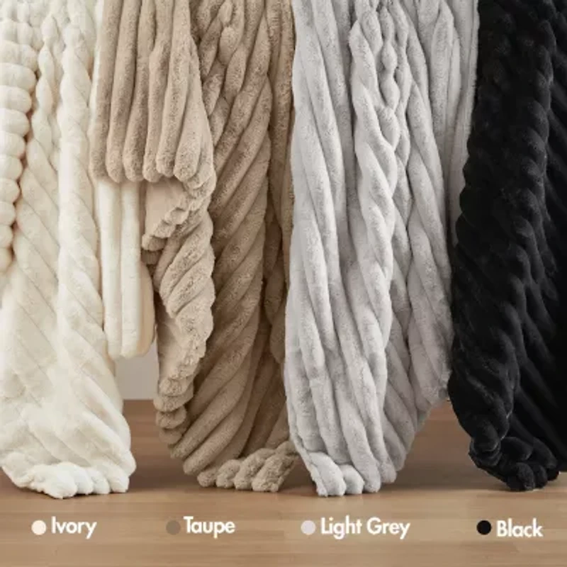 Madison Park Dahlia Faux Fur 3-pc. Midweight Comforter Set