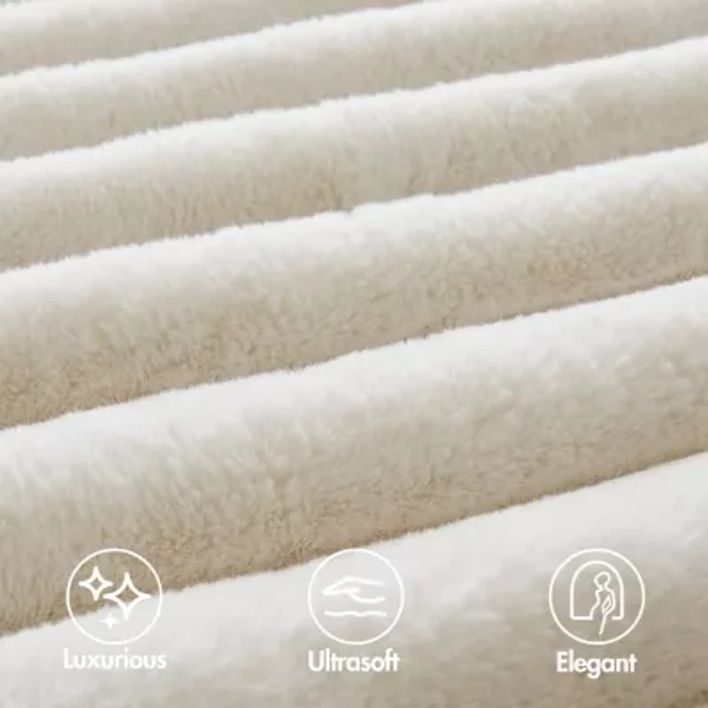 Madison Park Dahlia Faux Fur 3-pc. Midweight Comforter Set