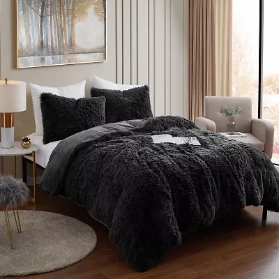 Sweet Home Collection™ 3 Piece Plush Shaggy Comforter Set Ultra Soft Luxurious Faux Fur Decorative Fluffy Crystal Velvet Bedding