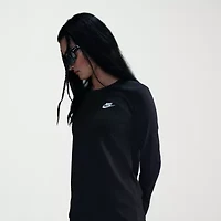 Nike Club Womens Crew Neck Long Sleeve Active T-Shirt