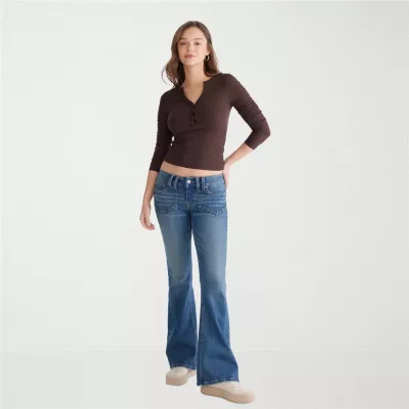 AEROPOSTALE Womens Juniors Low Rise Flare Leg Jean