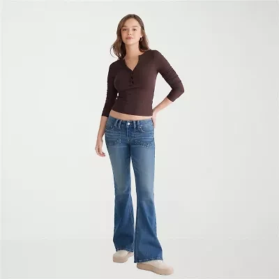 AEROPOSTALE Womens Juniors Low Rise Flare Leg Jean