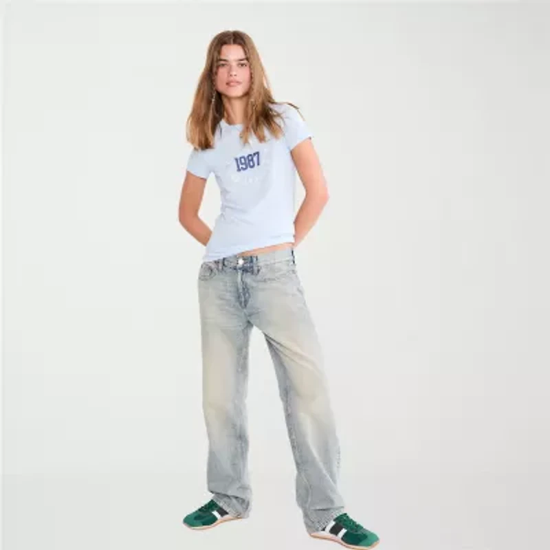 AEROPOSTALE Womens Juniors Round Neck Short Sleeve Regular Fit Graphic T-Shirt