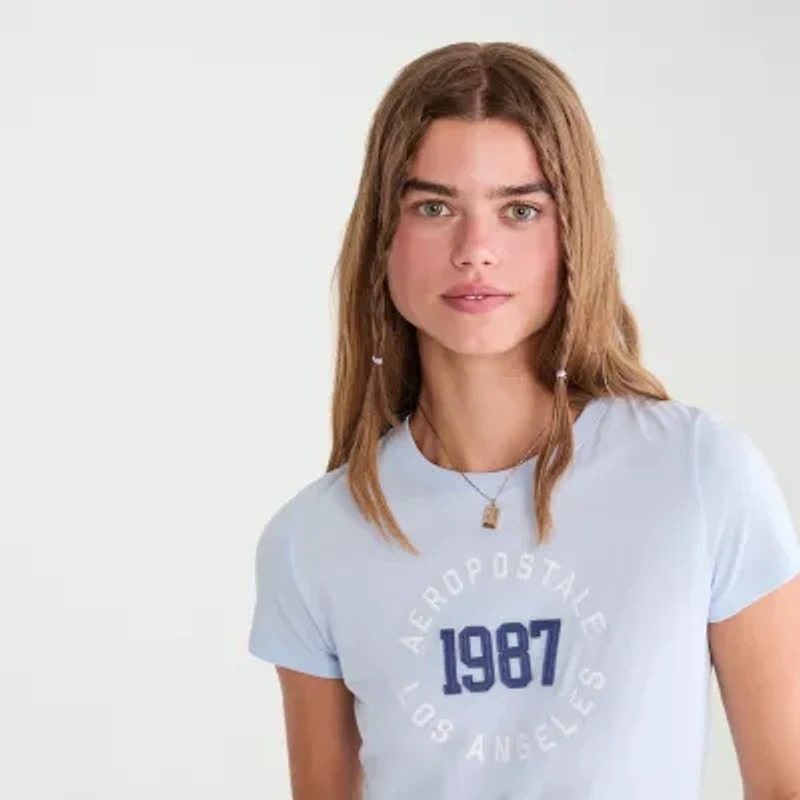 AEROPOSTALE Womens Juniors Round Neck Short Sleeve Regular Fit Graphic T-Shirt
