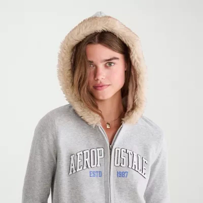 AEROPOSTALE Womens Long Sleeve Fur Hoodie
