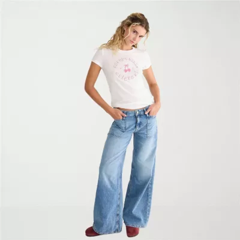 AEROPOSTALE Womens Juniors Crew Neck Short Sleeve Regular Fit Graphic T-Shirt