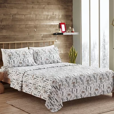 Sweet Home Collection™ Winter Cabin Printed Extra Deep Pocket Flannel Sheet Set