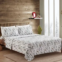 Sweet Home Collection™ Winter Cabin Printed Extra Deep Pocket Flannel Sheet Set