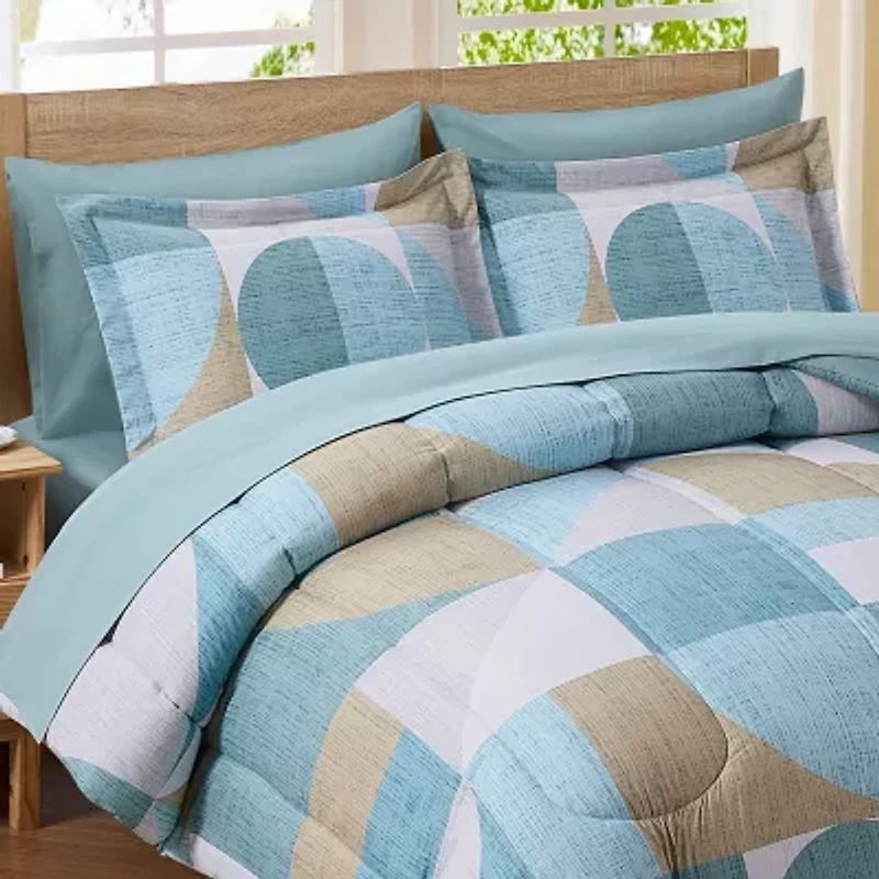 Sweet Home Collection™ Geo-Aqua 7 Piece Bed a Bag Set