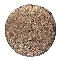 LR Home Elma Handmade Bohemian Jute Blend Medium Pouf Striped Ottoman