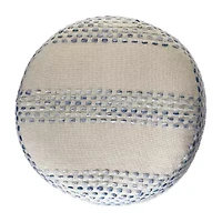 LR Home Eleanor Handmade Striped Farmhouse Cotton Blend Medium Pouf Striped Ottoman