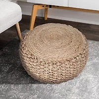 LR Home Elida 10" Handmade Jute Pouf