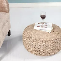 LR Home Elida 10" Handmade Jute Pouf