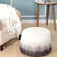 LR Home Levi Handmade Ombre Modern Cotton Medium Pouf Ombre Ottoman
