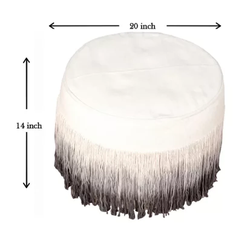 LR Home Levi Handmade Ombre Modern Cotton Medium Pouf Ombre Ottoman