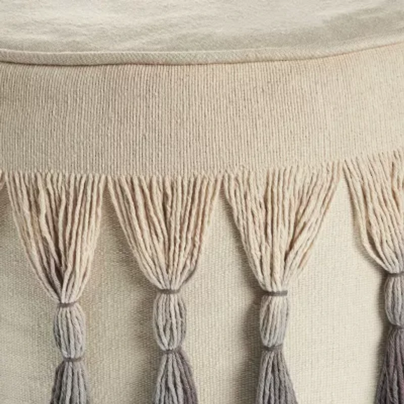 LR Home Levi Handmade Ombre Modern Cotton Medium Pouf Ombre Ottoman