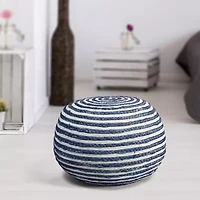 LR Home Ellie Handmade Striped Bohemian Jute Medium Pouf Ottoman