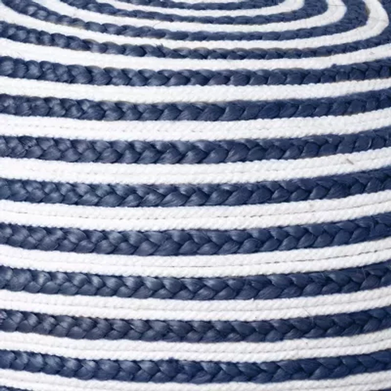 LR Home Ellie Handmade Striped Bohemian Jute Medium Pouf Ottoman