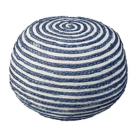 LR Home Ellie Handmade Striped Bohemian Jute Medium Pouf Ottoman
