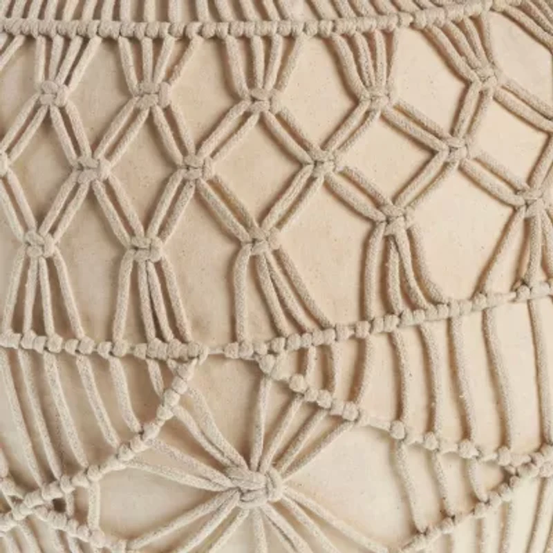 LR Home Wilhelmine Handmade Floral Bohemian Cotton Blend Medium Pouf Ottoman