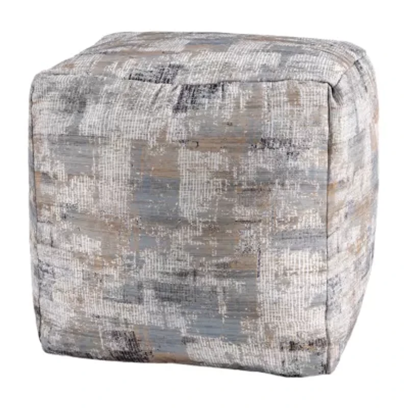 LR Home Winston Hand-Woven Cotton Medium Pouf Abstract Ottoman