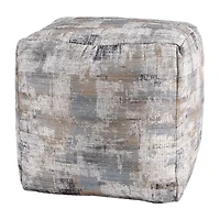 LR Home Winston Hand-Woven Cotton Medium Pouf Abstract Ottoman