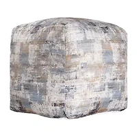 LR Home Winston Hand-Woven Cotton Medium Pouf Abstract Ottoman