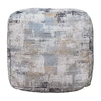 LR Home Winston Hand-Woven Cotton Medium Pouf Abstract Ottoman