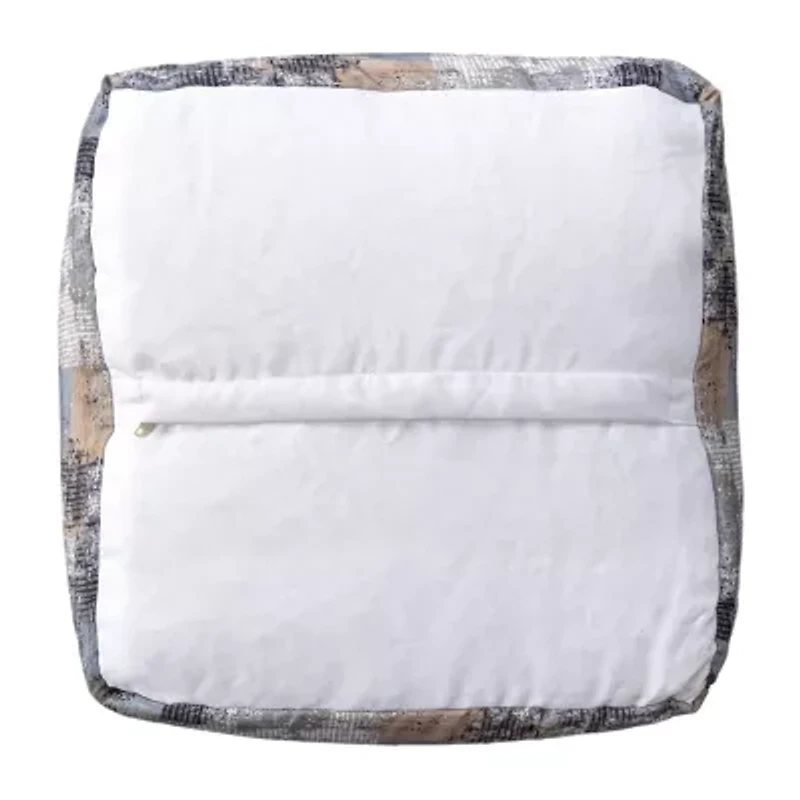 LR Home Winston Hand-Woven Cotton Medium Pouf Abstract Ottoman