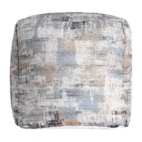 LR Home Winston Hand-Woven Cotton Medium Pouf Abstract Ottoman