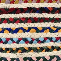 LR Home Sofia Handmade Striped Bohemian Jute Blend Medium Pouf Striped Ottoman