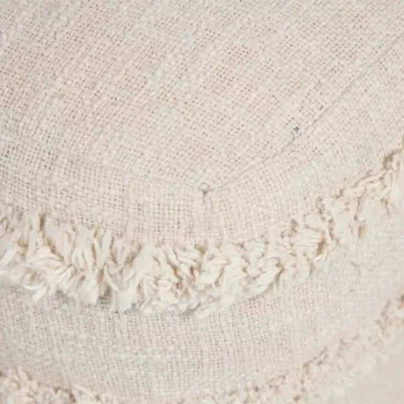 LR Home Sunny Handmade Contemporary Cotton Medium Pouf Striped Ottoman