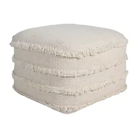 LR Home Sunny Handmade Contemporary Cotton Medium Pouf Striped Ottoman
