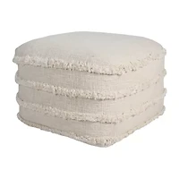 LR Home Sunny Handmade Contemporary Cotton Medium Pouf Striped Ottoman