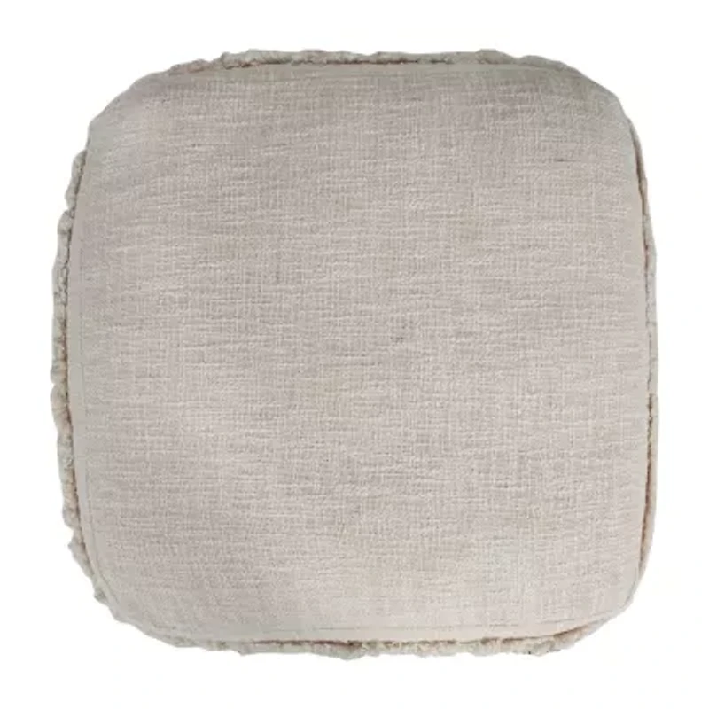 LR Home Sunny Handmade Contemporary Cotton Medium Pouf Striped Ottoman