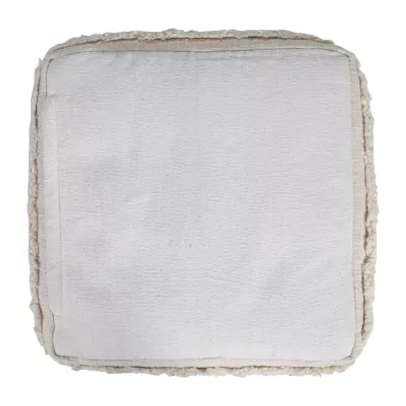 LR Home Sunny Handmade Contemporary Cotton Medium Pouf Striped Ottoman