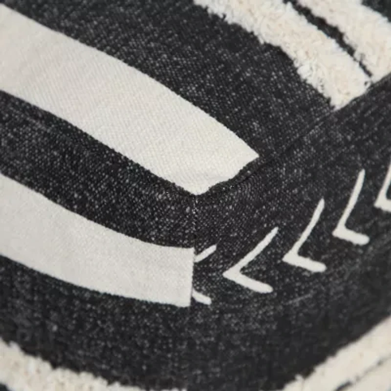 LR Home Vanessa Handmade Contemporary Cotton Medium Pouf Geometric Ottoman