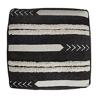LR Home Vanessa Handmade Contemporary Cotton Medium Pouf Geometric Ottoman