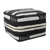 LR Home Vanessa Handmade Contemporary Cotton Medium Pouf Geometric Ottoman